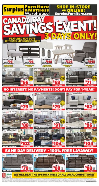 Surplus Furniture & Mattress Warehouse (Winnipeg) Flyer June 27 to July 3