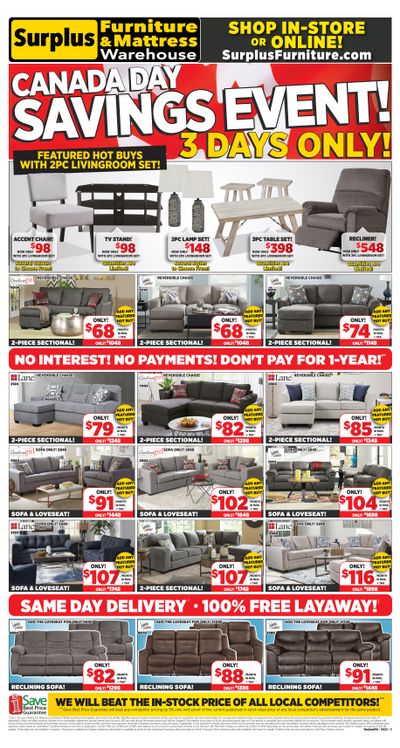 Surplus Furniture & Mattress Warehouse (Regina) Flyer June 27 to July 3