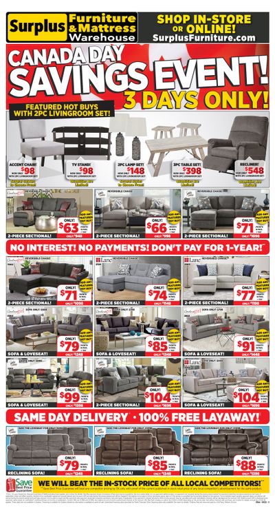 Surplus Furniture & Mattress Warehouse (Owen Sound) Flyer June 27 to July 3