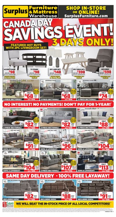 Surplus Furniture & Mattress Warehouse (Medicine Hat) Flyer June 27 to July 3 Surplus Furniture & Mattress Warehouse (Medicine Hat) Flyer June 27 to July 3