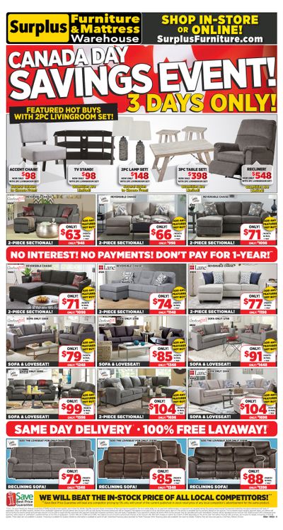 Surplus Furniture & Mattress Warehouse (Kitchener) Flyer June 27 to July 3