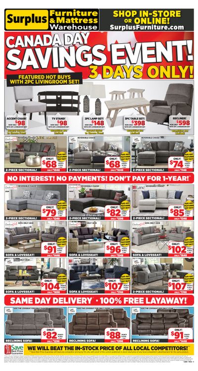 Surplus Furniture & Mattress Warehouse (Calgary) Flyer June 27 to July 3