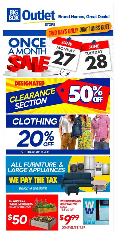 Big Box Outlet Store Flyer June 27 and 28