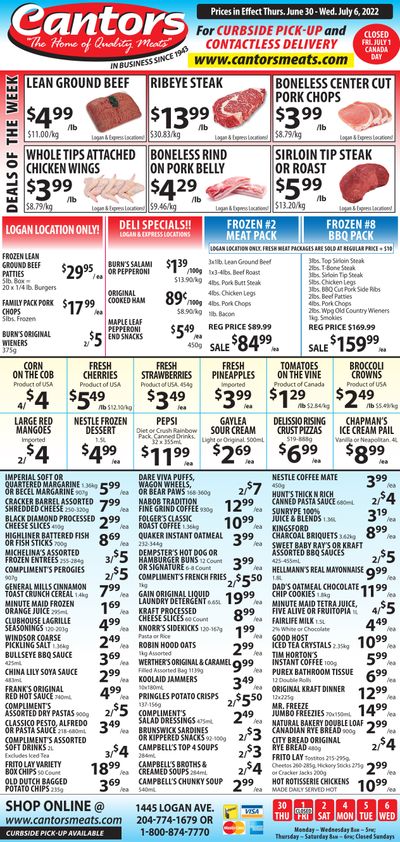 Cantor's Meats Flyer June 30 to July 6