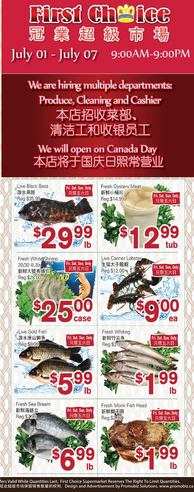 First Choice Supermarket Flyer July 1 to 7
