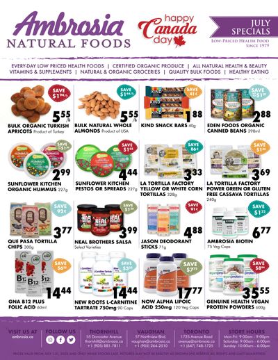 Ambrosia Natural Foods Flyer July 1 to 31