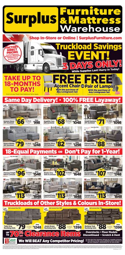 Surplus Furniture & Mattress Warehouse (Thunder Bay) Flyer July 4 to 10