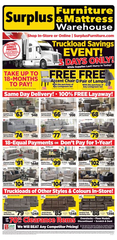 Surplus Furniture & Mattress Warehouse (Peterborough) Flyer July 4 to 10