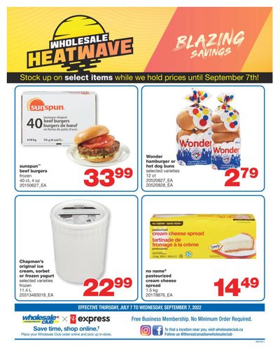 Wholesale Club (ON) Heatwave Flyer July 7 to September 7
