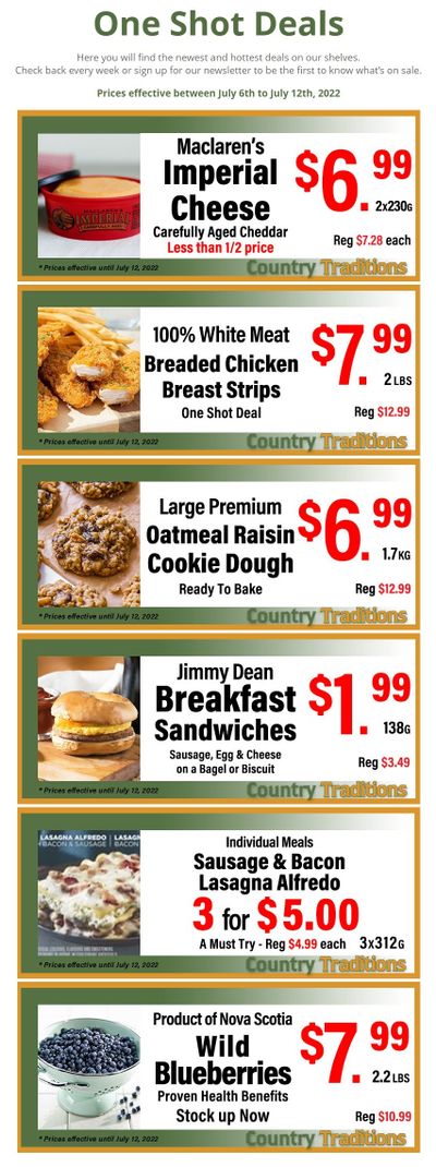 Country Traditions One-Shot Deals Flyer July 6 to 12