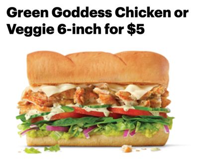 Subway Canada Promotions: Get Green Goddess Chicken or Veggie for $5.00 Using Coupon Code + More Deals