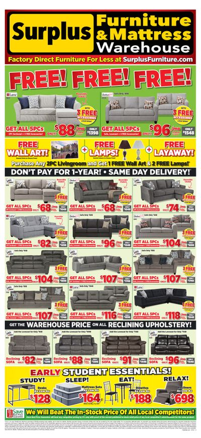 Surplus Furniture & Mattress Warehouse (Lethbridge) Flyer July 11 to 31