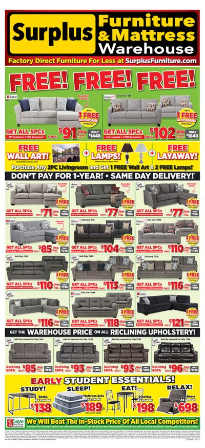 Surplus Furniture & Mattress Warehouse (Grand Falls Windsor) Flyer July 11 to 31