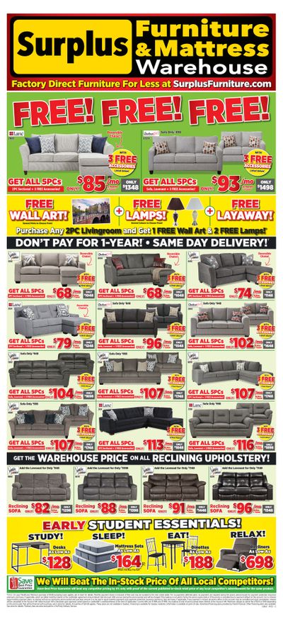 Surplus Furniture & Mattress Warehouse (Calgary) Flyer July 11 to 31