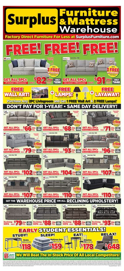 Surplus Furniture & Mattress Warehouse (Brandon) Flyer July 11 to 31