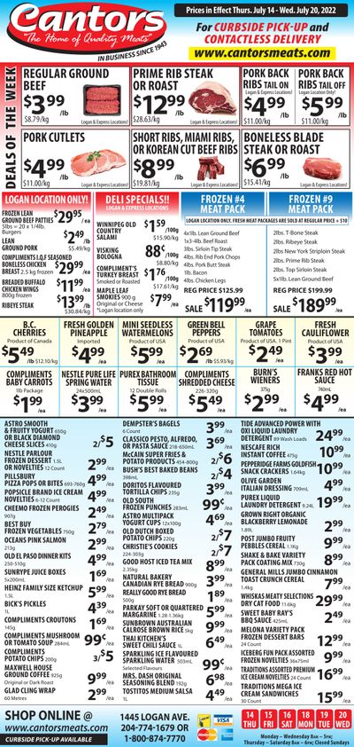 Cantor's Meats Flyer July 14 to 20