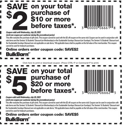 Bulk Barn Canada Coupons: Save $2 to $5 Off, Valid until July 20