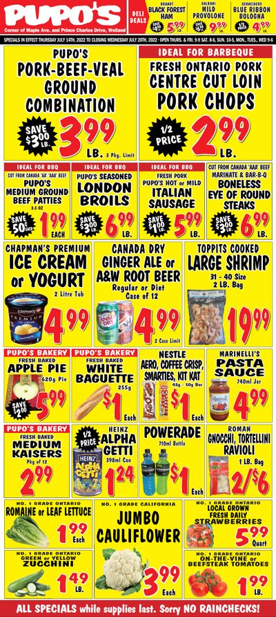 Pupo's Food Market Flyer July 14 to 20