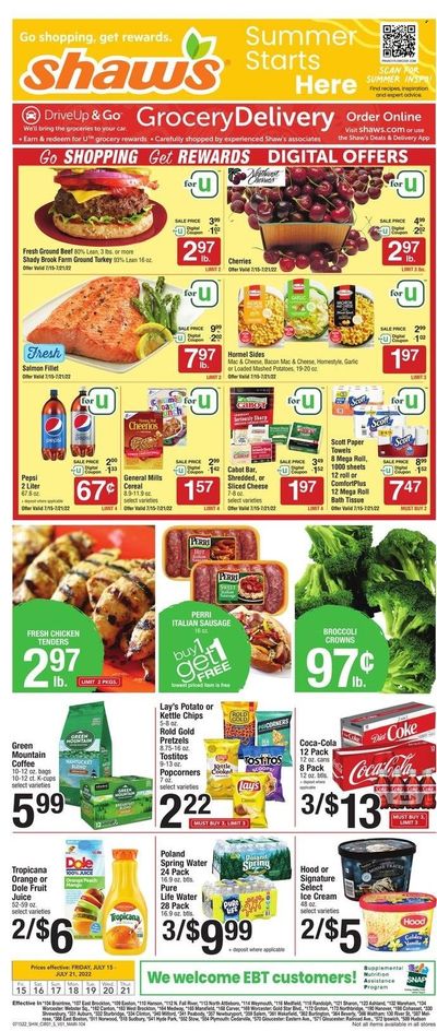 Shaw’s (MA, ME, NH, RI, VT) Weekly Ad Flyer July 14 to July 21