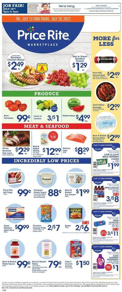 Price Rite (CT, MA, MD, NH, NJ, NY, PA, RI) Weekly Ad Flyer July 15 to July 22