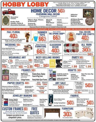 Hobby Lobby Weekly Ad Flyer July 17 to July 24