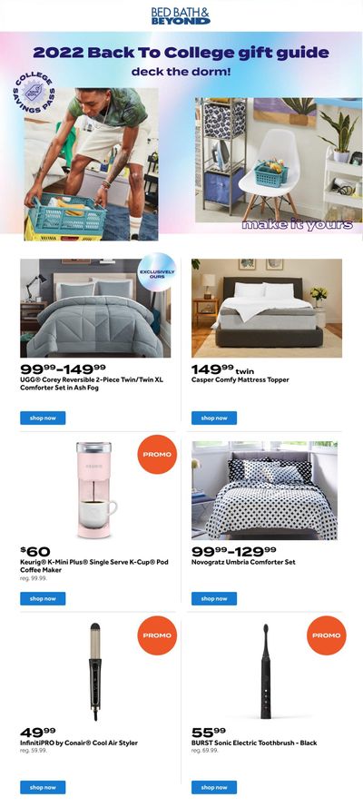 Bed Bath & Beyond Bact to College Gift Guide July 17 to 30