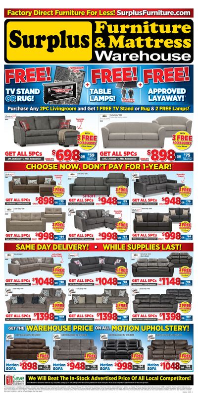 Surplus Furniture & Mattress Warehouse (Peterborough) Flyer April 7 to May 4 Surplus Furniture & Mattress Warehouse (Peterborough) Flyer April 7 to May 4