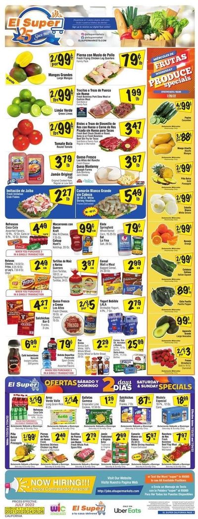 El Super (CA, NM, NV, TX) Weekly Ad Flyer July 20 to July 27