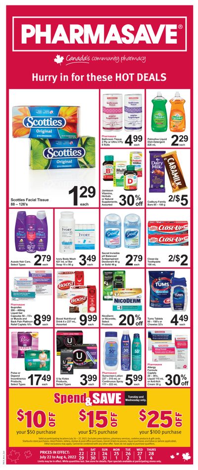 Pharmasave (ON & West) Flyer July 22 to April 4