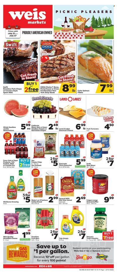 Weis (MD, NY, PA) Weekly Ad Flyer July 21 to July 28