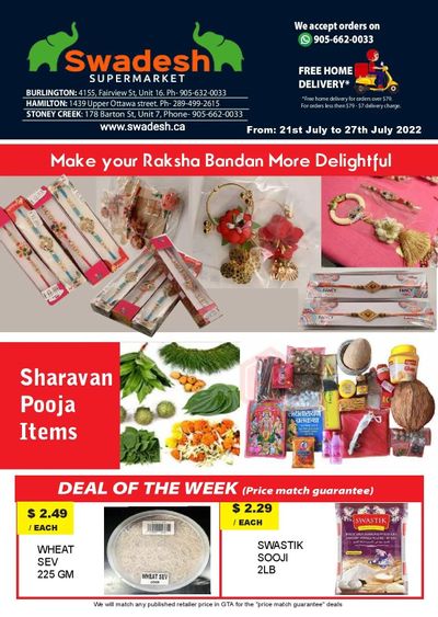 Swadesh Supermarket Flyer July 21 to 27