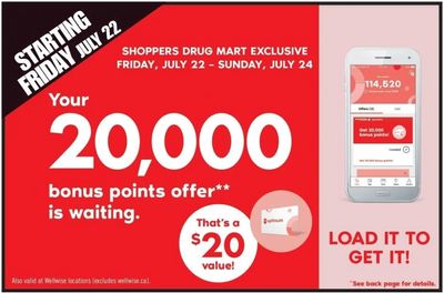 Shoppers Drug Mart Canada Offers: Get 20,000 Bonus Points + 2 Day Sale