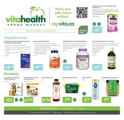 Vita Health Fresh Market Flyer July 15 to 31