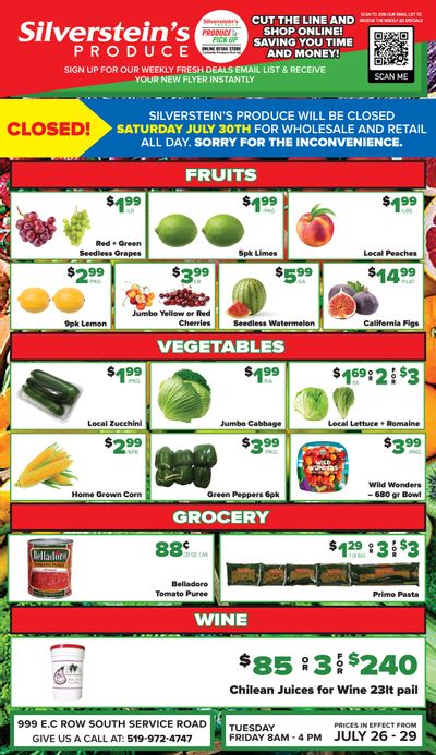 Silverstein's Produce Flyer July 26 to 29