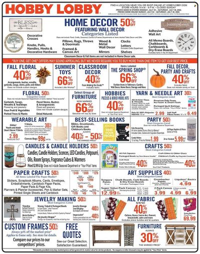 Hobby Lobby Weekly Ad Flyer July 26 to August 2