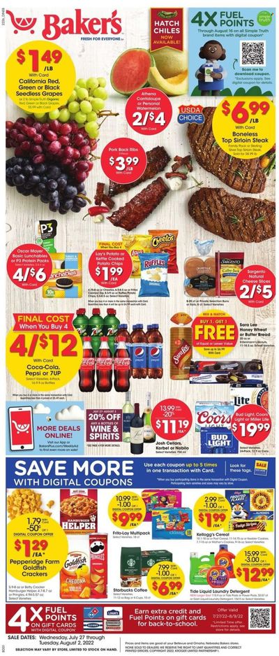 Baker's (NE) Weekly Ad Flyer July 26 to August 2