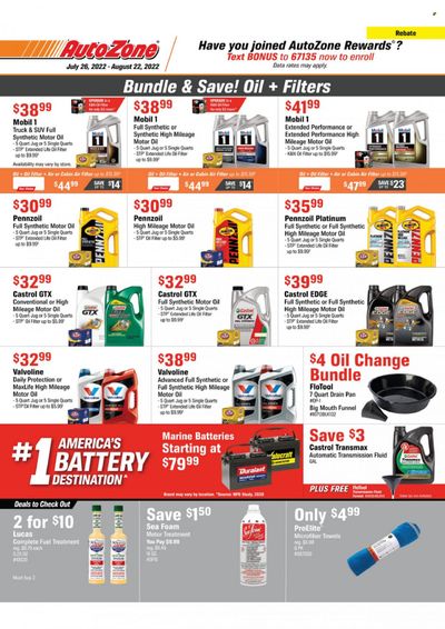 Autozone Weekly Ad Flyer Specials July 26 to August 22, 2022