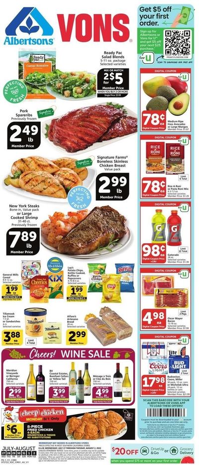 Vons (CA) Weekly Ad Flyer July 27 to August 3