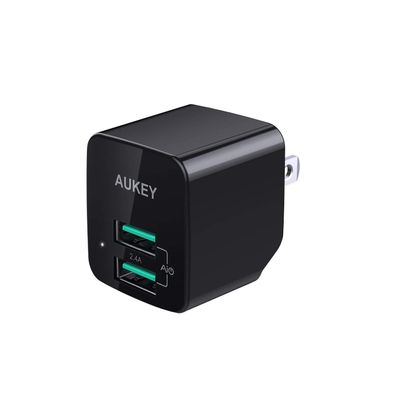 AUKEY USB Wall Charger, ULTRA COMPACT Dual Port 2.4A Output & Foldable Plug for iPhone X/8/7/Plus, iPad Pro/Air 2/Mini 4, Samsung and More on Sale for $ 14.99 at Amazon Canada