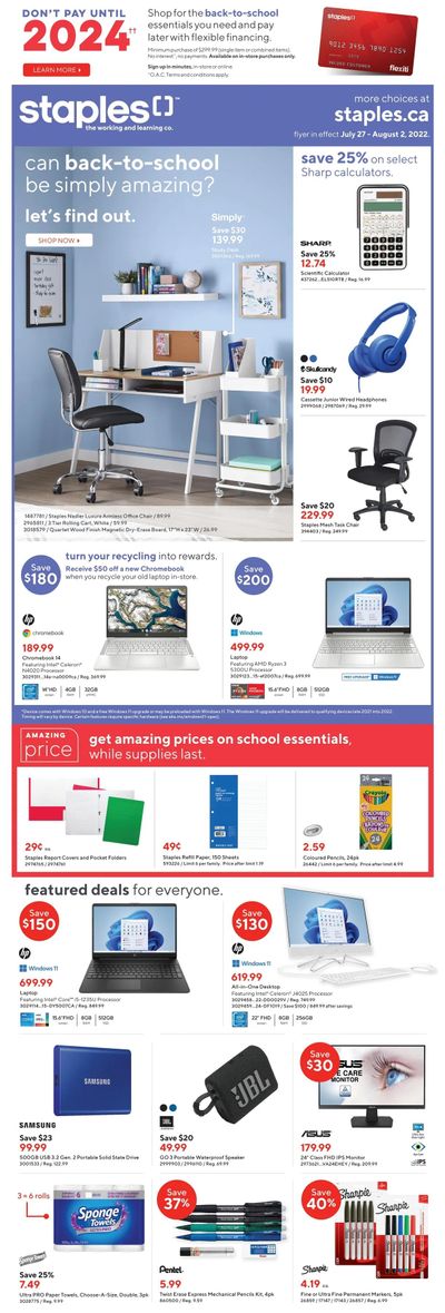 Staples Flyer July 27 to August 2