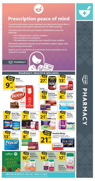 Co-op (West) Pharmacy Flyer July 28 to August 17
