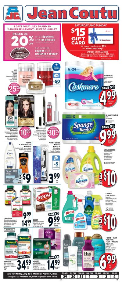 Jean Coutu (NB) Flyer July 29 to August 4