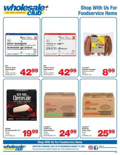 Real Canadian Wholesale Club Food Service Flyer July 28 to August 17