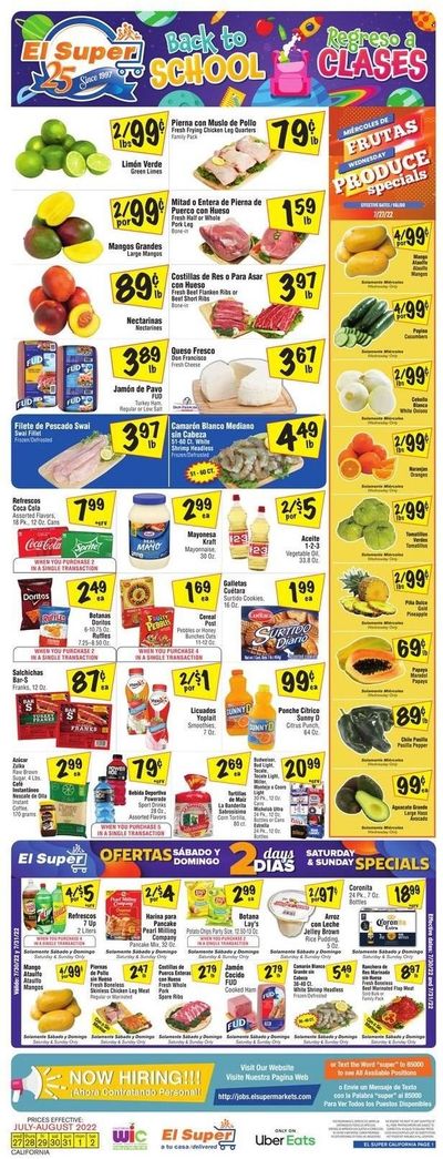 El Super (CA, NM, NV, TX) Weekly Ad Flyer July 27 to August 3