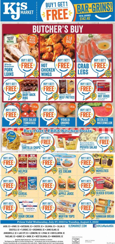 KJ´s Market (GA, SC) Weekly Ad Flyer July 27 to August 3