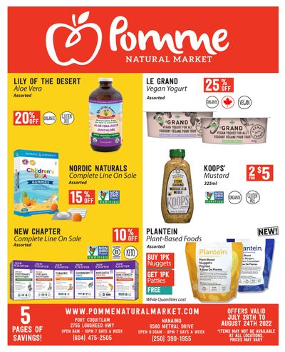 Pomme Natural Market Monthly Flyer July 28 to August 24