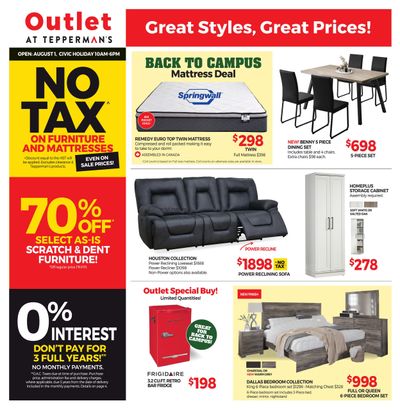 Outlet at Tepperman's Flyer July 29 to August 4