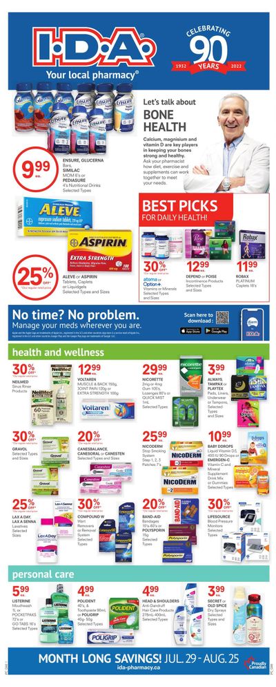 I.D.A. Pharmacy Monthly Flyer July 29 to August 25