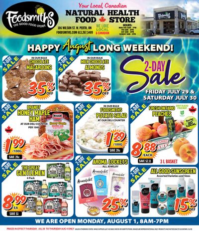 Foodsmiths Flyer July 28 to August 4