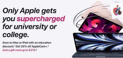 Apple Canada Back to School Sale: Save on Mac or iPad with an Education Discount + Get 20% off AppleCare+ And a Gift Card up to $210